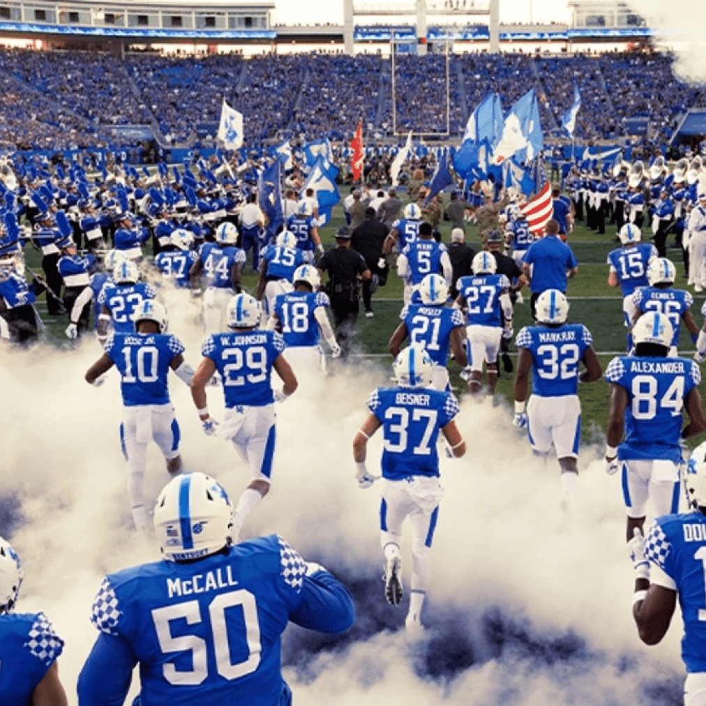 university of Kentucky football team on field before game 